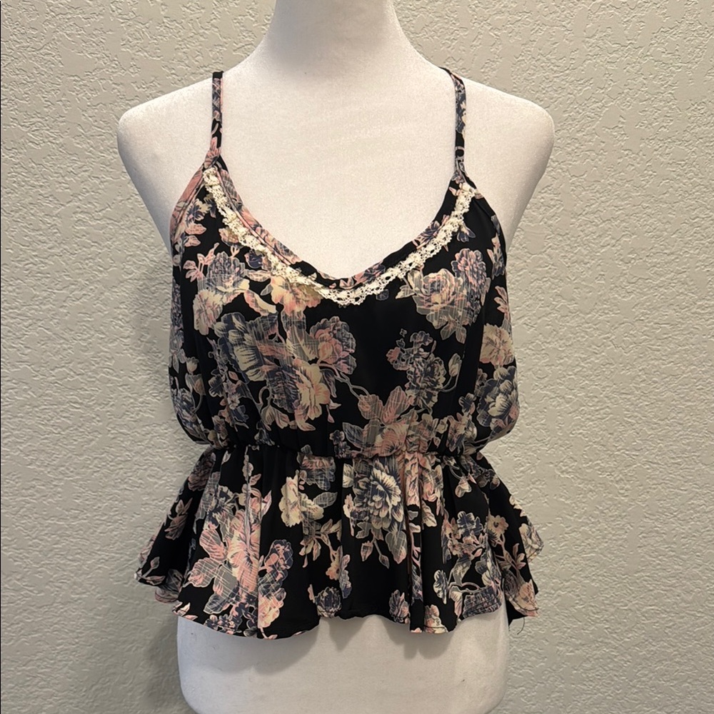 Black and Pink Sleeveless Bustier Camisole